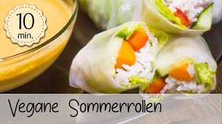 Vegane Sommerrollen selber machen mit Erdnuss Dip  Sommerrollen Rezept Vegan  Vegane Rezepte ♡ [upl. by Danaher]