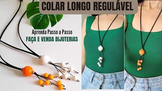 COLAR LONGO REGULÁVEL Passo a Passo BijuteriasCOMO FAZER COLAR LONGO FÁCIL E RÁPIDO bijuterias [upl. by Kellene]