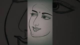 Beautiful face drawingpencilbeautifulgirlbeautifulfacedrawingviralvideotrendingsongshortsart [upl. by Annoyk]