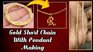 Gold Short Chain With Name Letter Pendant  How To i Make This Chain [upl. by Caddaric]