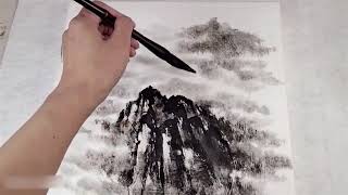 Chinese ink brush painting  Landscape Painting [upl. by Fia]