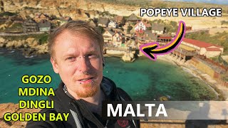 🇲🇹 Malta 3  Gozo Mdina klify w Dingli Popeye Village Golden Beach [upl. by Hau911]