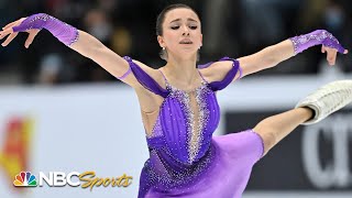 Valieva breaks her own record with incredible short program at European Championships  NBC Sports [upl. by Letizia751]