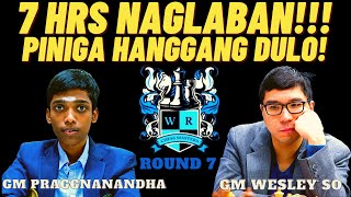 PIGANG PIGA ANG LABAN HALOS 7 ORAS NA BAKBAKAN Praggnanandha vs So WR Chess Masters 2023 Round 7 [upl. by Treulich]