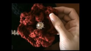 Crochet Flower Floral Pin Step By Step Tutorial 1 [upl. by Westlund]