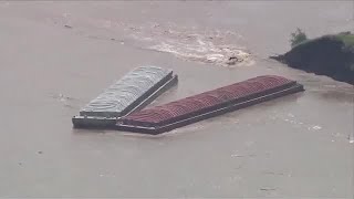 Oklahoma barges hit dam [upl. by Werby]