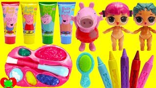 LOL Surprise Dolls Wash Peppa Pig Bath Soaps Body Paints LOL Pets [upl. by Aicina]