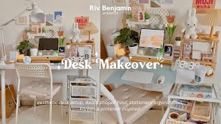 Aesthetic Desk Makeover  IKEA haul stationery organization Pinterest amp Koreaninspired 🌷✨ [upl. by Reiser198]