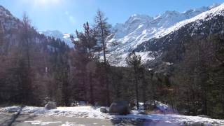 RhB train ride past Morteratsch Glacier on a fine November day [upl. by Aihn]