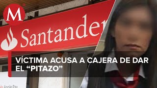 Acusan a cajera de Santander de ser cómplice de robo a cliente banco lo niega [upl. by Kylynn872]