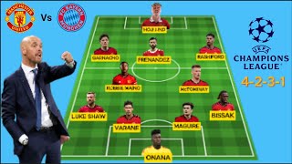 Manchester United Vs Bayern Munich 🔴 Potential starting lineup EUFA champions league match day 6 [upl. by Kissel428]