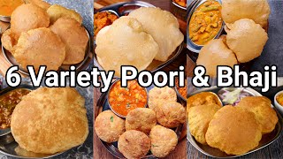 6 Types of Poori amp Bhaji Recipe for Lunch amp Dinner  6 Easy amp Healthy Poori Kurma Recipes [upl. by Annmarie96]