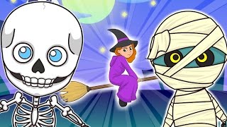 🌟 CINCO MONSTRUITOS 🌟 Esqueleto Momia Vampiro Frankestein Fantasma  Canciones Infantiles Halloween [upl. by Lucina]