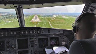 Cobalt Air Airbus A319  Cockpit Flight LarnacaZurich  Cockpit View from Takeoff to Landing [upl. by Alletniuq]