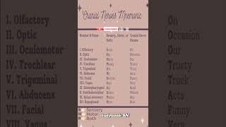 Mnemonics of Cranial Nerves mnemonicmnemonictechniquesmnemonicsphysiologyanatomymedical [upl. by Onihc513]