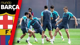 ENTRENAMIENTO BARÇA Sesión COMPLETA previa al FC BARCELONA  PSG en la CHAMPIONS LEAGUE [upl. by Aisayn]