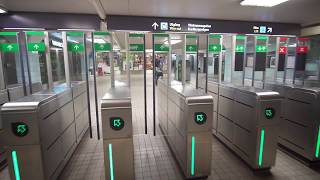 Sweden Stockholm Odenplan subway station escalator ride up to ticket concourse level [upl. by Cogn]