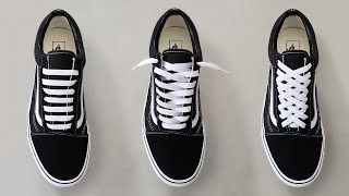 How To Lace Vans Old Skools 3 Ways w ON FEET  Top Shoe Lace Styles [upl. by Nnalorac284]