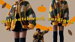 Crocheting an Entire Outfit as a beginner Part One The Fall Patchwork Cardigan 🍁🎃🍂 [upl. by Zippel]