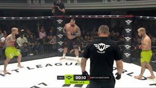 Eddie Hall scores BRUTAL knockout 2 vs 1 mma Fight vs Neffati Brothers [upl. by Llenrahs]