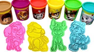 PlayDoh Paw Patrol Molds Rider Skye Marshall Rubble Tracker Everest Toys Learn Colors [upl. by Adora]