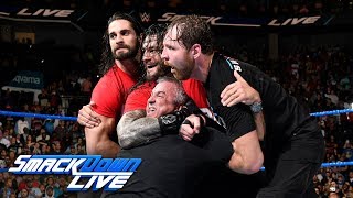 Kurt Angle amp The Shield lead a Raw raid of SmackDown SmackDown LIVE Nov 14 2017 [upl. by Sudnac]