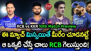 RCB vs KKR 10th Match Preview Telugu  IPL 2024 RCB vs KKR Pitch Report amp Prediction  GBB Cricket [upl. by Nigam]