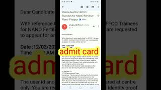 iffco Naino fertilizer plant admit card released short video viralvideo viral [upl. by Ternan]