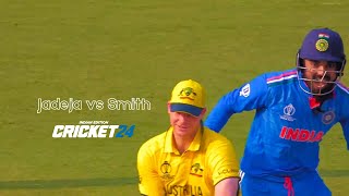 INDIA vs Aus SMITH Wicket vs Ravindra Jadeja in CRICKET 24 [upl. by Lian]