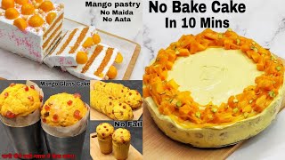 3 Easy n Super Delicious Mango Cake Recipes Without OvenMango Glass CakeMango Pastry amp Cold Cake [upl. by Avehs519]