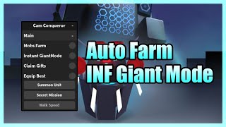 Cam Conqueror Script Hack â€¢ Auto Farm â€¢ inf Giant Mode Roblox [upl. by Simson363]