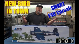 EFlite F4U4 Corsair 12m BNF Basic with AS3X and SAFE Select Unboxing [upl. by Atteloc54]