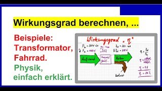 Wirkungsgrad berechnen einfach erklärt mit Beispielen Trafo Fahrrad Physik [upl. by Aiciled]