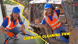 Cleaning Cars at the Carwash with Handyman Hal  Dirty Muddy Jeep Clean [upl. by Cai311]