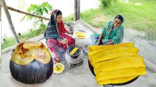 বর্ষাকালে বৃষ্টির দিনে নরম তুলতুলে তালের পাটিসাপটা পিঠা বানালাম  bengali pitha recipe [upl. by Einnaf216]