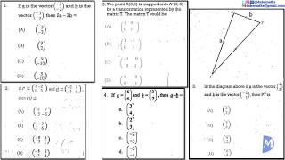 12345  Vectors and Matrices  Multiple Choice  CXC CSEC Mathematics [upl. by Attennod142]