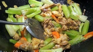 Hong Kong Recipe  Stirfried Chicken with Celery [upl. by Atilrahc]