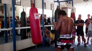 Muay Thai Bag Training  Buakaw at Boxing Works  3103711500 [upl. by Atekram]