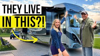 Couple LIVES in this LUXURY MOTORHOME Full RV Tour 2023 American Coach Dream 45A [upl. by Yecrad]