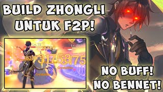 Zhongli Terlalu Kuat Pake Build Ini F2P Build  Genshin Impact Indonesia [upl. by Eenel]