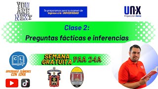 CURSO GRATUITO PAA 2024A  Clase 2 Preguntas fácticas e Inferencias [upl. by Neddie]