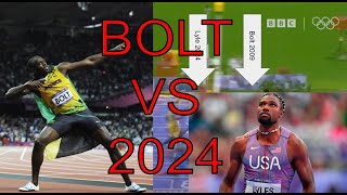 Bolt vs 2024  2009 Bolt in the 2024 Olympic Final  100 meters [upl. by Ycnan]