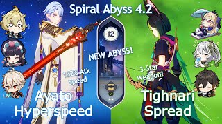 NEW Spiral Abyss 42 C0 Tighnari Spread x C0 Ayato Hyperspeed  Floor 12 9 Stars  Genshin Impact [upl. by Jenine766]