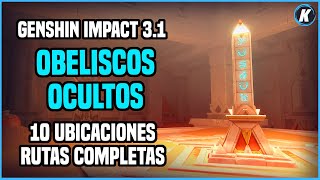 Obeliscos 10 ubicaciones  Rompecabezas y acertijos  Genshin Impact Sumeru [upl. by Ymer]