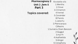 PHARMACOGNOSY UNIT 2 SEM 5 PART3 [upl. by Vidovic69]