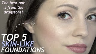 TOP 5 Most SKINLIKE Foundations  Drugstore amp High End [upl. by Ryon595]