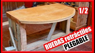 SISTEMA de ruedas RETRÁCTILES  REBATIBLES para mesa de trabajo [upl. by Colburn]