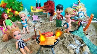 Anna and Elsa Toddlers Beach Party Barbecue Ep 357  Toys In Action [upl. by Enilrae895]