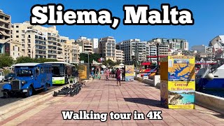 Walking tour around the most touristic city in Malta  Sliema [upl. by Novhaj]