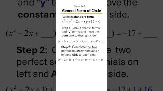 General Form to Standard Form of a Circle in 1 Minute Example 2 [upl. by Francklyn673]